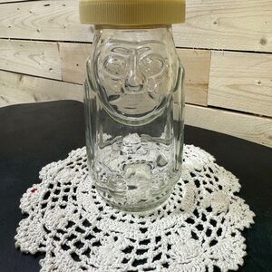 Unique vintage glass face jar with lid